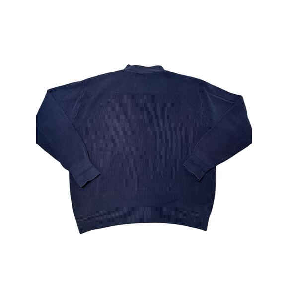 Vintage L.L Bean Heavy Knit Sweater Men sz Large Blue Henley fisherman USA 90s - Picture 2 of 4